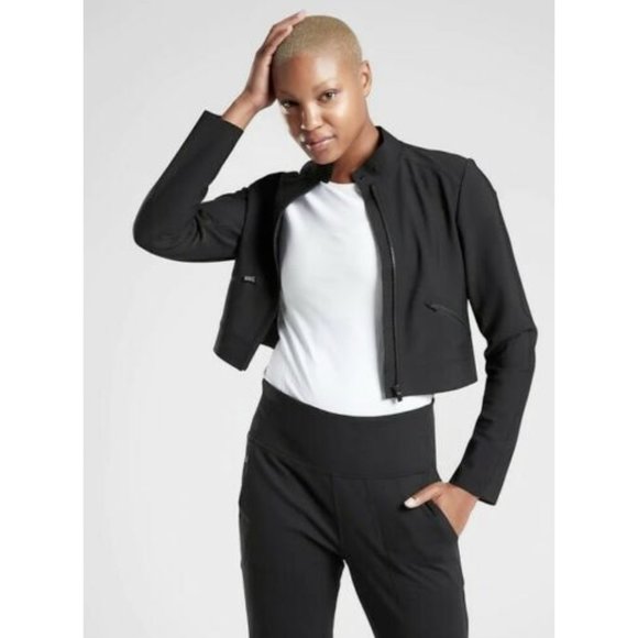 Athleta Jackets & Blazers - ATHLETA LUNAR MOTO JACKET COAT BLACK RUN  $198.00 NWT 4  #511420